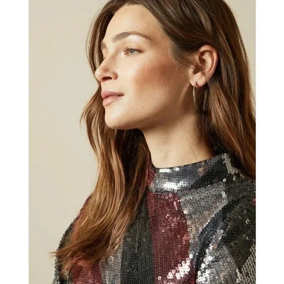 💕TED BAKER💕 Jocasta Striped Sequin Mini Dress - Picture 7 of 15